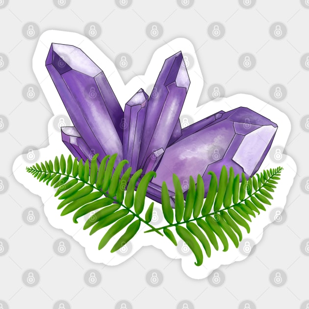 Amethyst Crystal and Fern Graphic Sticker by Kraina